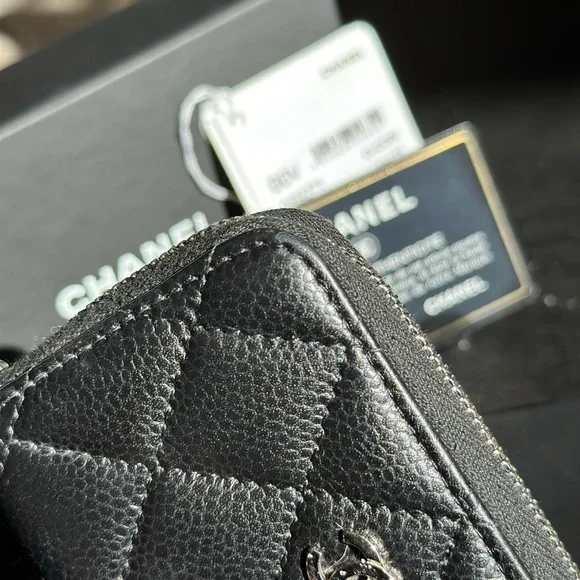Authentic Chanel Zippy Coin Purse Wallet Caviar SHW Zipped Card Holder Wallet CC - Picture 7 of 11